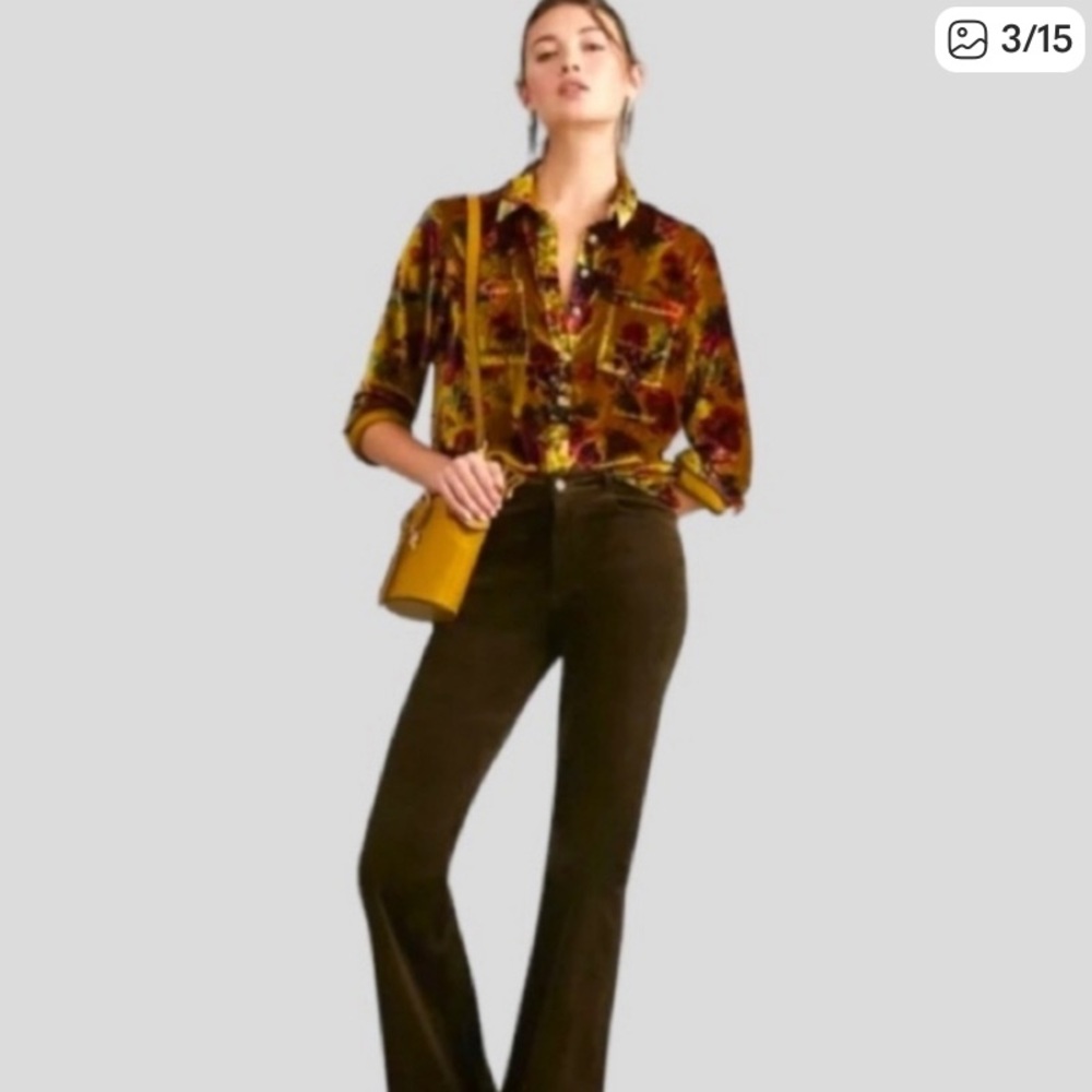 New Anthropologie Pilcro womens velvet button up size XXS floral relaxed Y2K - Picture 2 of 14